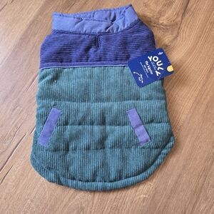 Blue and Green Quilted Dog Jacket Vest Size Small
